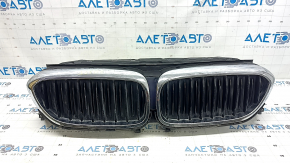 Radiator grille assembly BMW 5 G30 17-22 with radiator deflector blinds, chrome, sand