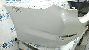 Bare rear bumper for BMW 5 G30 17-20 with parking sensors, white, broken mount, scratches