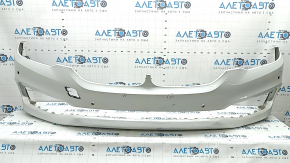 Bare front bumper for BMW 5 G30 17-20 with parking sensors, white, pressed