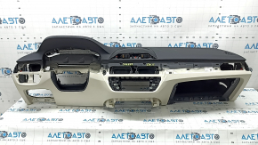 BMW 5 G30 17-23 dashboard with Airbag, black leather with Elfenbein-Weiss, cleanable, rusty squib