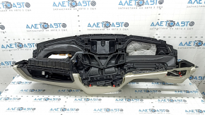 BMW 5 G30 17-23 dashboard with Airbag, black leather with Elfenbein-Weiss, cleanable, rusty squib