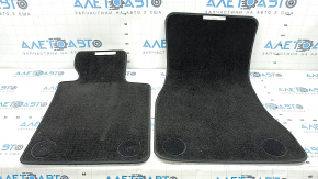 Set of floor mats for BMW 5 G30 17-23, black cloth, needs cleaning, driver's side is worn