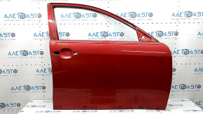 The front right door of a Toyota Camry v40 red 3R3 is bare, with a bump and a dent.