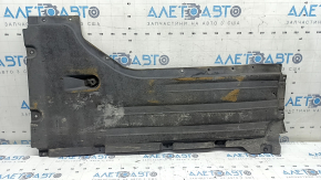 Front left underbody protection for BMW X7 G07 19-22 is dented and has tears