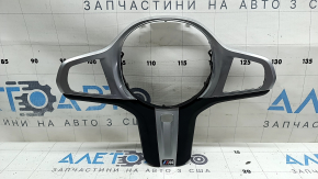 Steering wheel cover for BMW X7 G07 19-22 with heated steering wheel without driving assist, M-Sport, chrome with black leather, scratches, broken fasteners