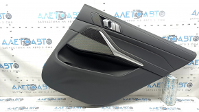 Door trim, rear right card, BMW X7 G07 19-22, under the curtain, Vernasca leather, Schwarz, Fineline/metal wood insert, with a handle, with a speaker mesh