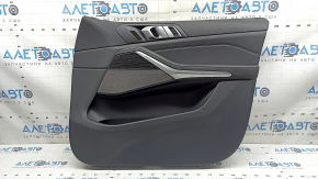 Door trim, front right, BMW X7 G07 19-22, Vernasca leather, Schwarz, Fineline/metal wood insert, with handle, with speaker grille