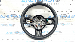 Ford Mustang mk6 15-23 black leather steering wheel, no button covers, worn, dry cleanable