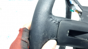 Ford Mustang mk6 15-23 black leather steering wheel, no button covers, worn, dry cleanable