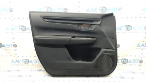 Honda CRV 23-26 black front left door panel, black leather armrest with orange stitching, glossy black molding, worn, ready for dry cleaning