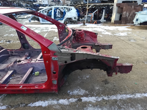 Front right quarter panel of a Toyota Camry v40, red, rusty, painted