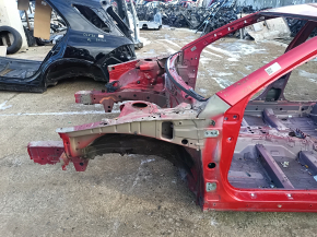 Front left quarter panel of Toyota Camry v40 on the body, red, rusty, painted