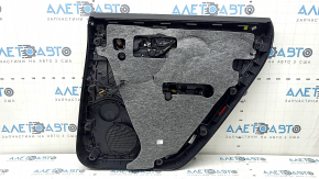 Door trim, rear left, Audi Q8 19-26, black leather, no curtain, black leather armrest, with speaker trim, with wood insert, with backlight, with handle, worn, butt