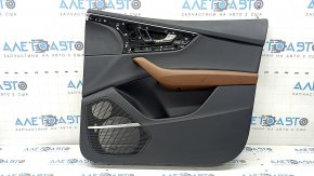 Front right door panel for Audi Q8 19-26, black leather, brown leather armrest, Bang & Olufsen, with speaker trim, backlit, with handle