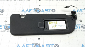 Right visor for Audi Q8 19-23, black, without hook, illuminated, with a butt