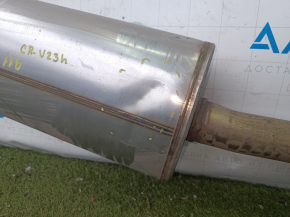 The exhaust pipe, the middle part with the barrel of the Honda CRV 23-26 HEV AWD, is crushed.