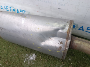 The exhaust pipe, the middle part with the barrel of the Honda CRV 23-26 HEV AWD, is crushed.