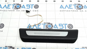 Rear left outer door sill plate for Audi Q8 19-26, black with chrome, backlit, scratches