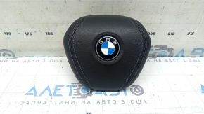 Airbag in the driver's steering wheel of the BMW X5 G05 19-26, black leather, scratches