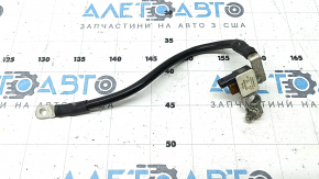 The negative battery terminal of the Audi Q8 19-23 with a sensor is oxidized.