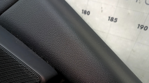 Door trim, rear left, BMW X5 G05 19-22, black leather, without curtain, Fineline Stripe wood insert, black leather armrest, with handle and overlays, dent, scratches