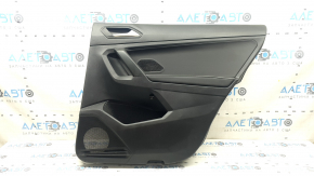 Door trim, rear right card, VW Tiguan 22-24, black, armrest, leather, black, white stitching, insert, leather, black, with handle, scratches, worn