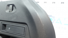 Right arch trim for a VW Tiguan 18-24, black, for 2 rows, missing organizer cover, scratches, broken fasteners