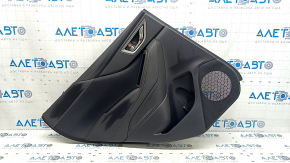 Subaru Forester 19-24 SK rear left door panel, black with gray insert, leather + cloth, gray leather armrest, black matte molding, scuffs, scratches