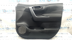 Front right door panel for Toyota Rav4 19-24 black, black leather armrest, black plastic insert, gray molding, with handle, scratches