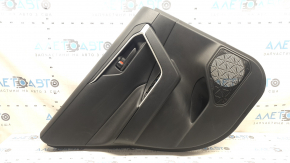 Rear left door panel for Toyota Rav4 19-24 black, black leather armrest, black plastic insert, gray molding with handle, scratches