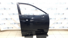 Bare front right door of Toyota Rav4 19-21 black 218, painted blue, after repair, bumps, dents