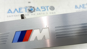 BMW 7 Series G11 G12 16-22 chrome rear door sill trim with backlight, M-Sport, scratches, broken mount