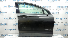 Front right door assembly for Ford Fusion mk5 13-20 hybrid, graphite J7, 2 chrome moldings, keyless handle with chrome, with code, bumps, scratches on the trim