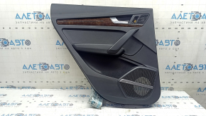 Door trim panel rear left Audi Q5 80A 18-20 black, with wood insert, black armrest, Bang & Olufsen, with handle and overlays, scratches
