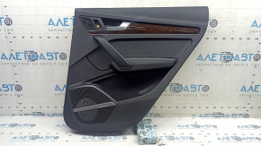 Door trim panel, rear right, Audi Q5 80A 18-20, black, with wood insert, black armrest, Bang & Olufsen, with handle and overlays, scratches