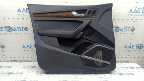 Door trim panel, front left, Audi Q5 80A 18-20, black, with wood insert, black armrest, Bang & Olufsen, with handle and overlays, scratches