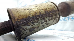 Single-pipe exhaust system for a Ford Fusion mk5 19-20 2.0 hybrid, plug-in with catalytic converter, rusty, studs sawed off