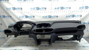 Dashboard front panel without AIRBAG Hyundai Santa FE 19-20 black leather rubbed, bump on the overlay