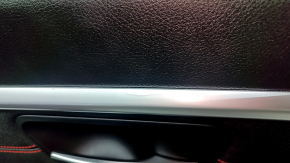 Black rear right door panel, complete BMW 3 F30 12-18, armrest and insert, black leather, red stitching, chrome molding, dark wood trim, with backlight, with handle, scratches