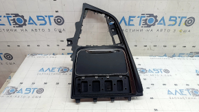 BMW 3 F30 16-18 center console trim with cup holders, black, with cigarette lighter, chrome trim