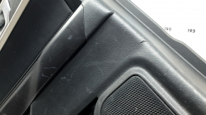 Door trim panel, rear left, Ford Explorer 20-20, black leather, without curtain, XLT, armrest and insert, black leather with white stitching, with handle, scratches