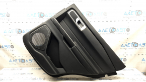 Door trim panel, rear right Ford Explorer 20-20, black leather without curtain, XLT, armrest and insert, black leather with white stitching, with handle, scratches