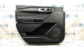Front left door panel for Ford Explorer 2020, black leather, no curtain, XLT, armrest and insert, black leather with white stitching, with handle, scratches