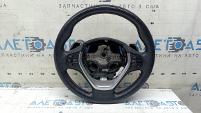 Naked steering wheel BMW 3 F30 12-18 black leather, Sport, red stitching, heated paddle shifters, with buttons and trim, scratches, worn