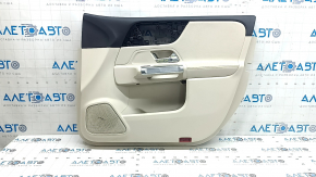 Front right door panel for Mercedes X247 GLB 20-23, beige with black and beige leather inserts, Burmester, chrome trim, with handle, scratched