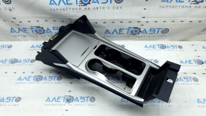 Ford Explorer 20-24 AWD center console trim with cup holder, gray with chrome, scratches