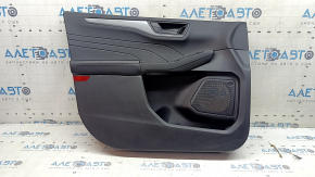 Black door panel, front left, Ford Escape MK4 2023-2026, black leather armrest, dark gray insert, with black handle, scratches, worn