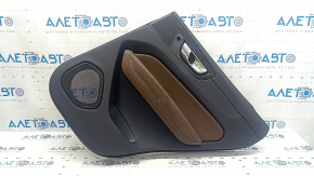 Volvo XC60 18-22 black rear right door panel, brown leather armrest, black trim, with handle