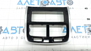 Volvo XC60 18-26 rear upper center console trim for rear row air conditioning and climate control, glossy black with chrome, scratches