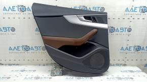 Door trim panel rear left Audi A5 F5 18-19 5D black, insert black leather, armrest leather brown, molding aluminum trimaran, with handle, needs cleaning, scratches